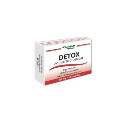 Активен въглен детокс капсули 260мг х20 Phyto Wave | Activated charcoal detox capsules 260mg x20 Phyto Wave