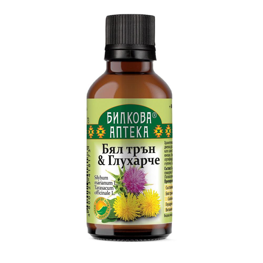 БИОХЕРБА ТИНКТУРА БЯЛ ТРЪН И ГЛУХАРЧЕ 50МЛ | BIOHERBA TINCTURE WHITE THISTLE AND DANDELION 50ML