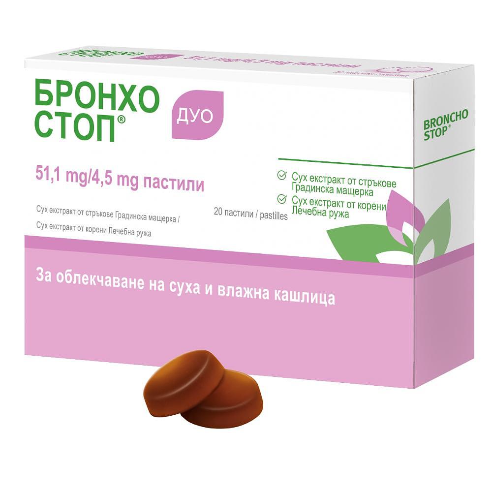 Бронхостоп дуо пастили при кашлица х 20бр. | Bronchostop duo lozenges for cough x 20 pcs.