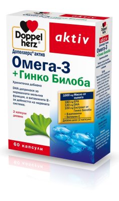 ДОПЕЛХЕРЦ АКТИВ ГИНКО БИЛОБА + ОМЕГА 3 КАПС. Х 60 | DOPPELHERTZ ACTIVE GINKO BILOBA + OMEGA 3 CAPSULES. X 60