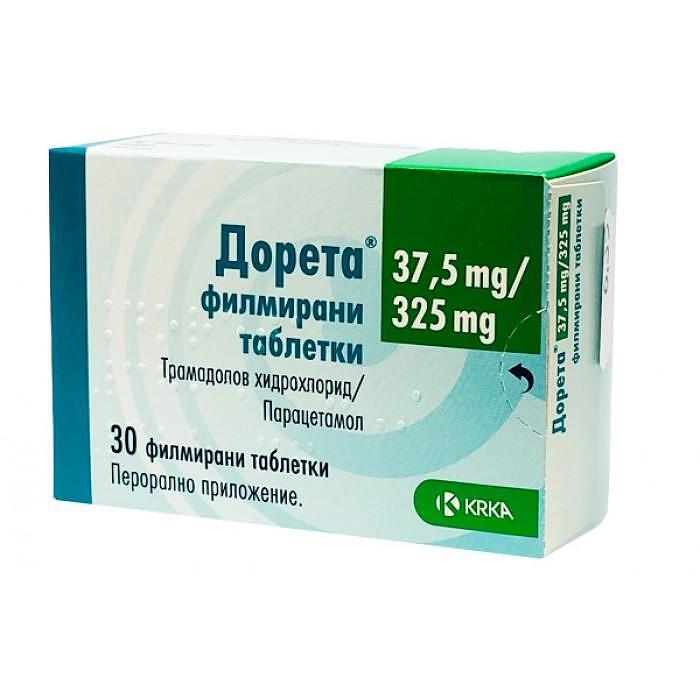Дорета таблетки 37,5 мг/325 мг х 30