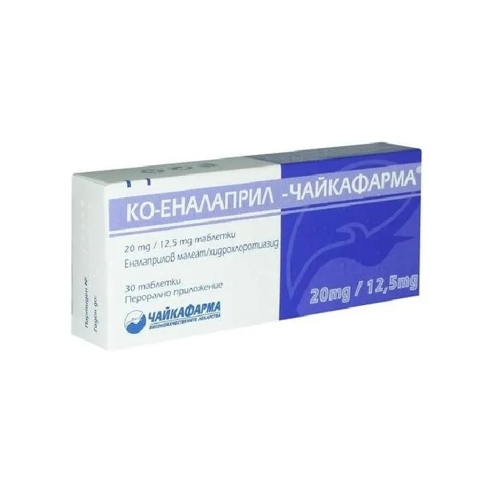 КО-ЕНАЛАПРИЛ ТАБЛ.20/12.5МГ Х 30 ЧФ | KO-ENALAPRIL tab. 20/12.5 MG X 30 CHF