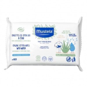 МУСТЕЛА МОКРИ КЪРПИЧКИ С ОРГ.ПАМУК 99% ВОДА Х 60 | MUSTELA WET WIPES WITH ORGANIC COTTON 99% WATER X 60