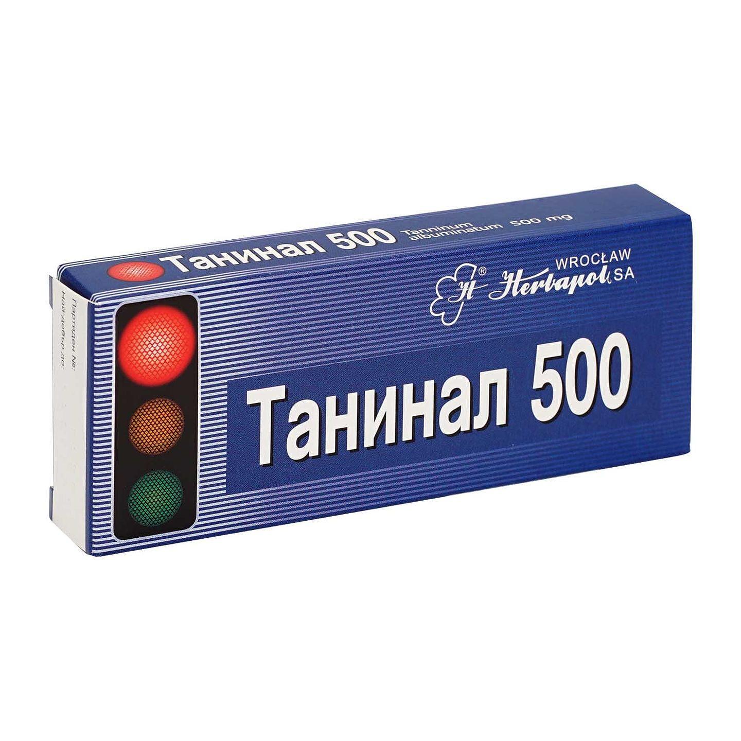 Танинал при диария 500 мг х20 таблетки Herbapol | Tannin for diarrhea 500 mg x20 Herbapol tab.